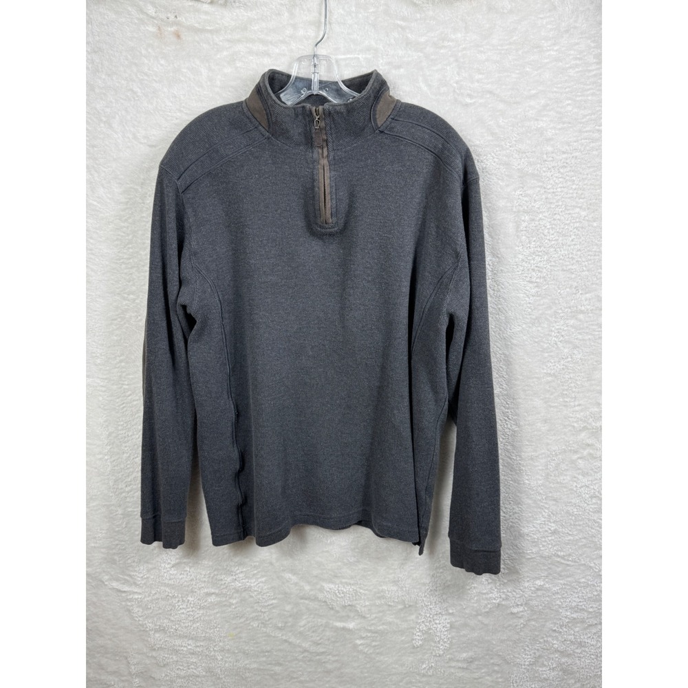 Blue Uomo Gray Quarter Zip Pullover Sweater Elbow Patch Long‎ Sleeve XL
